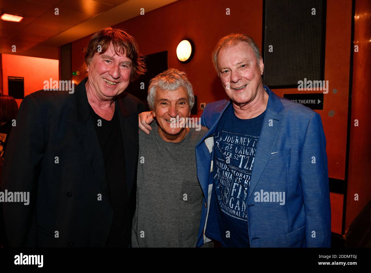 Esclusiva - Bernard Sauvat, Georges Chelon, Herbert Leonard. Georges Chelon en Concert a l Olympia de Paris, France le 15 Settembre 2019. Foto di Julien Zannoni/APS-Medias/ABACAPRESS.COM Foto Stock