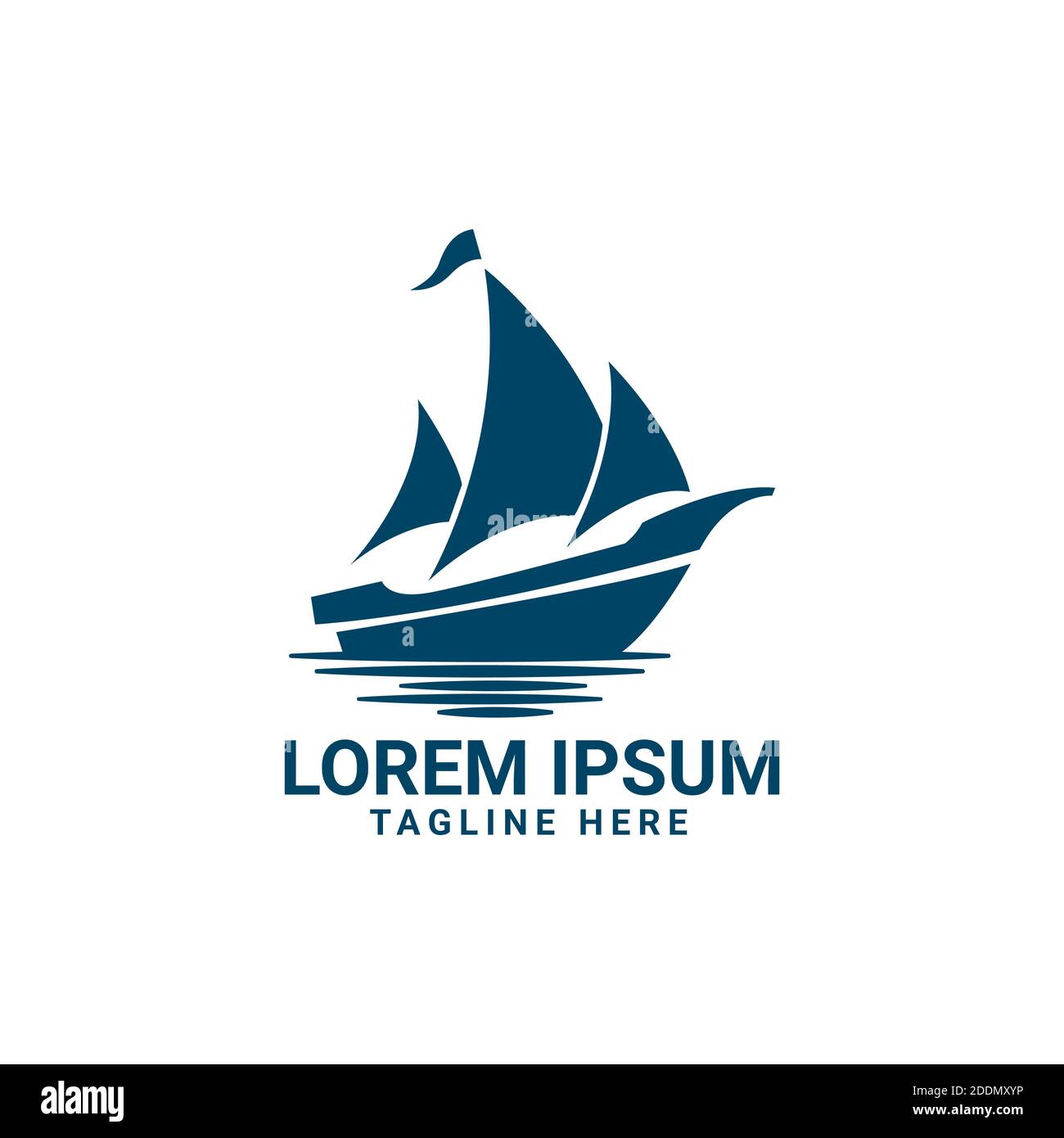 design con logo vettoriale per imbarcazioni, crociere o yacht. ideale per il trasporto o il viaggio sul logo del mare. stile semplice e piatto Illustrazione Vettoriale