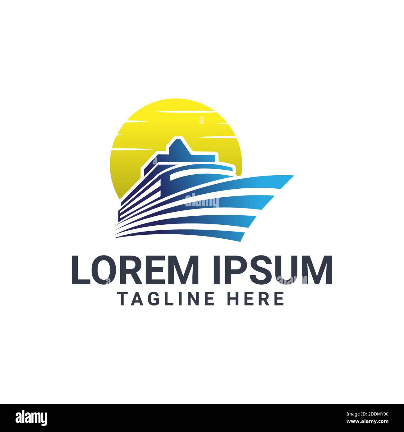 design con logo vettoriale per imbarcazioni, crociere o yacht. ideale per il trasporto o il viaggio sul logo del mare. stile semplice e piatto Illustrazione Vettoriale