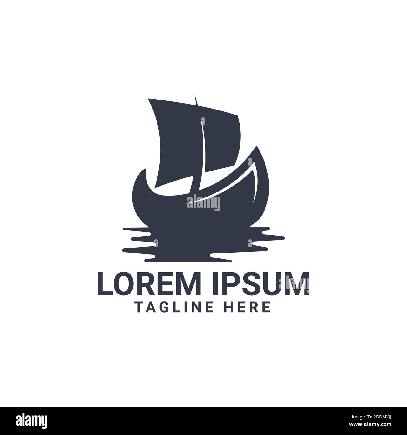 design con logo vettoriale per imbarcazioni, crociere o yacht. ideale per il trasporto o il viaggio sul logo del mare. stile semplice e piatto Illustrazione Vettoriale