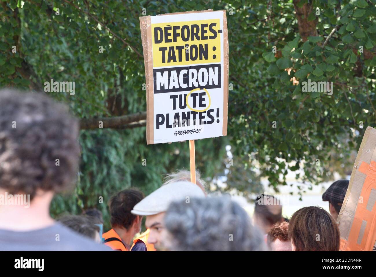 Manifesti durante il clima marcia che ha riunito quasi 5,000 persone a Strasburgo, Francia, il 21 settembre 2019. Questo incontro mira a chiedere al governo francese che vengano adottate misure concrete di fronte al cambiamento climatico. Foto di Nicolas Roses/ABACAPRESS.COM Foto Stock