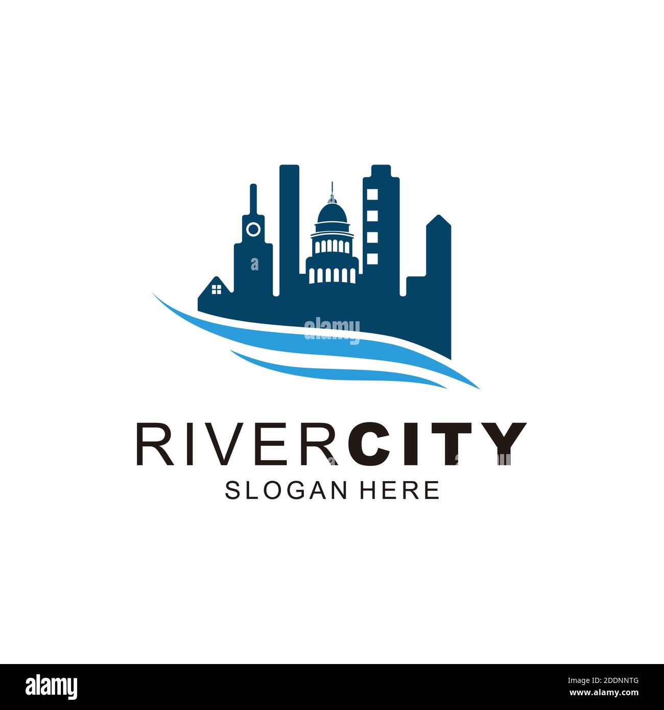Modello logo River City Illustrazione Vettoriale