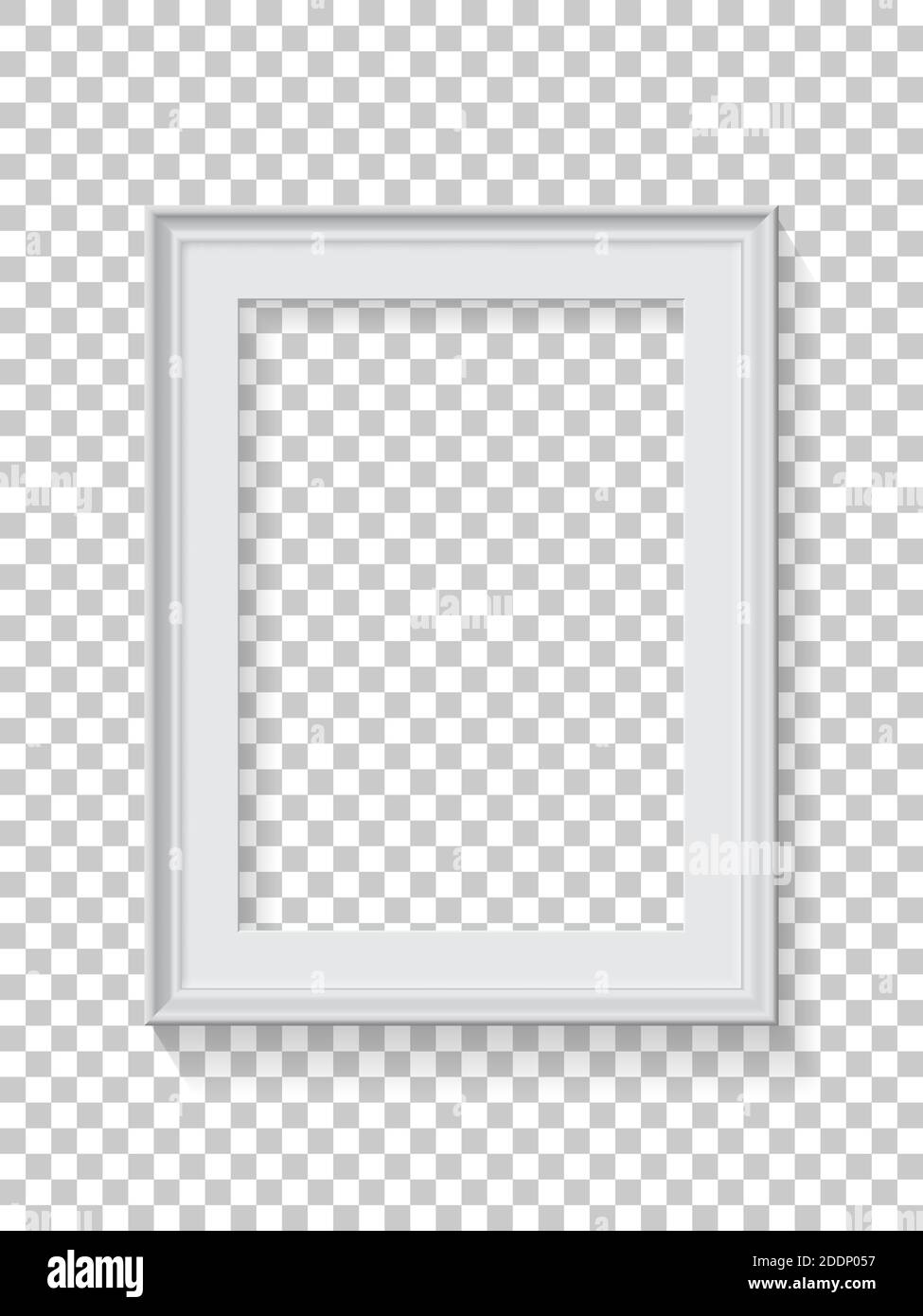 Cornice rettangolare bianca per immagini su sfondo trasparente