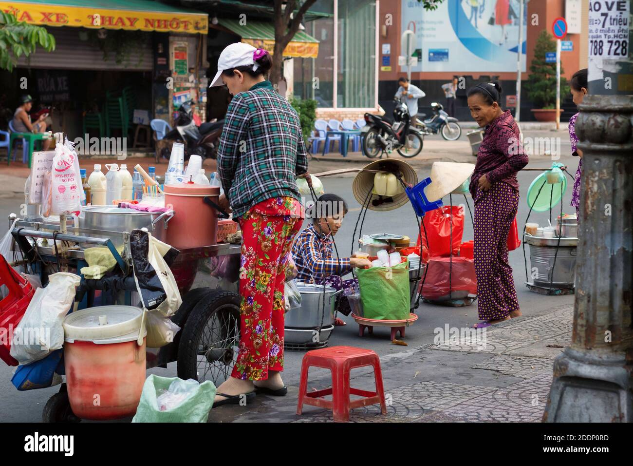 Cibo di strada nella città ho chi minh. Foto Stock