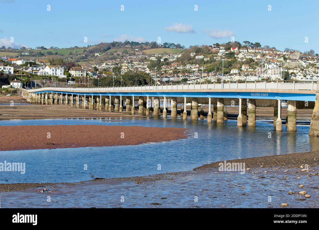 Il ponte attraverso l'estuario del Teign guardando verso Teignmouth da Shaldon, Devon, Inghilterra, Regno Unito. Foto Stock