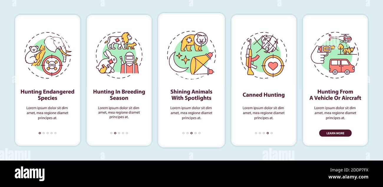 Schermata della pagina dell'app mobile di onboarding illegale con concetti Illustrazione Vettoriale