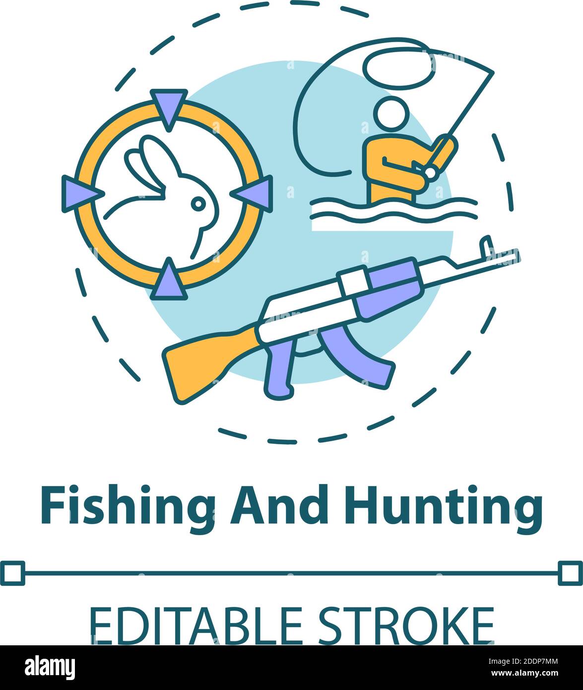 Icona del concetto di pesca e caccia Illustrazione Vettoriale