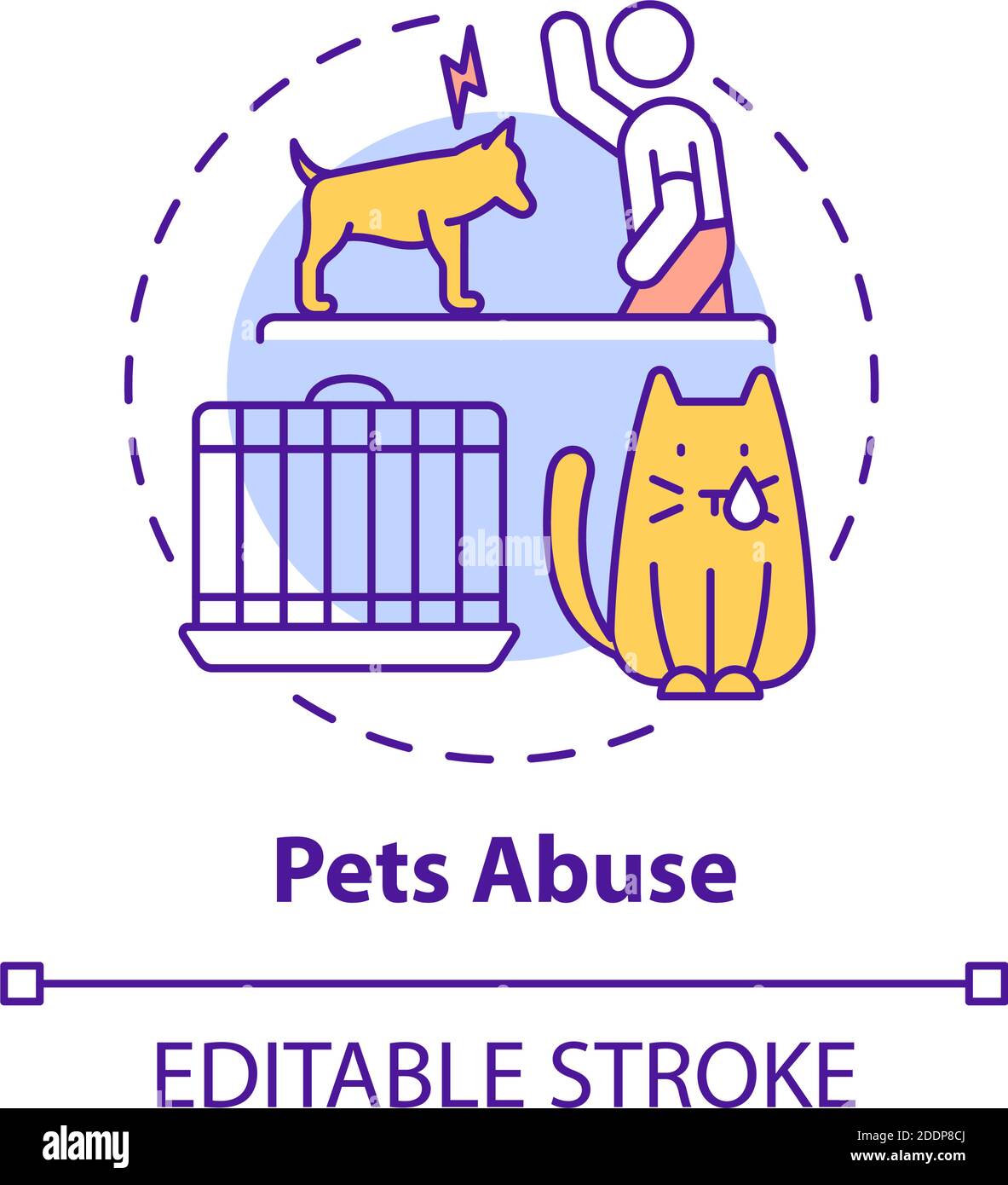 Icona del concetto di abuso di animali domestici Illustrazione Vettoriale