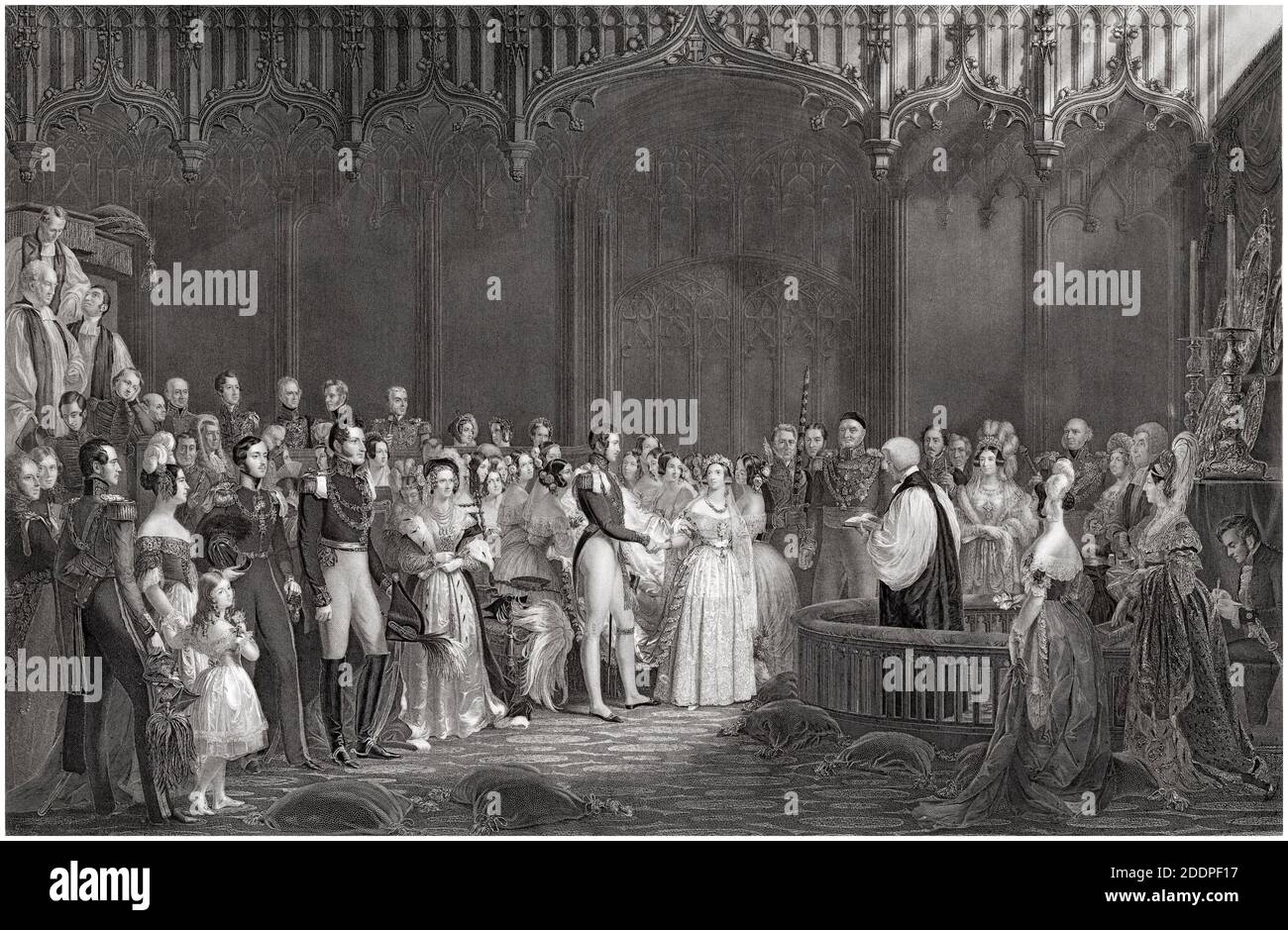 Matrimonio, matrimonio della Regina Vittoria e del Principe Alberto, 10 febbraio 1840, incisione di Charles e Wagstaff dopo Sir George Hayter, 1844 Foto Stock
