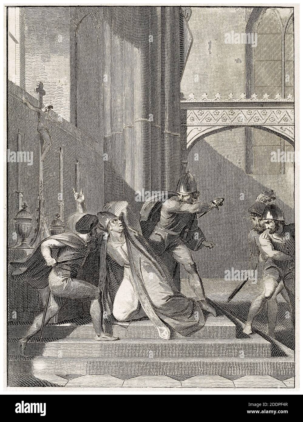 The Murder of Thomas á Becket (1119-1170), il 29 dicembre 1170, incisione di Anker Smith dopo Robert Smirke, 1811 Foto Stock