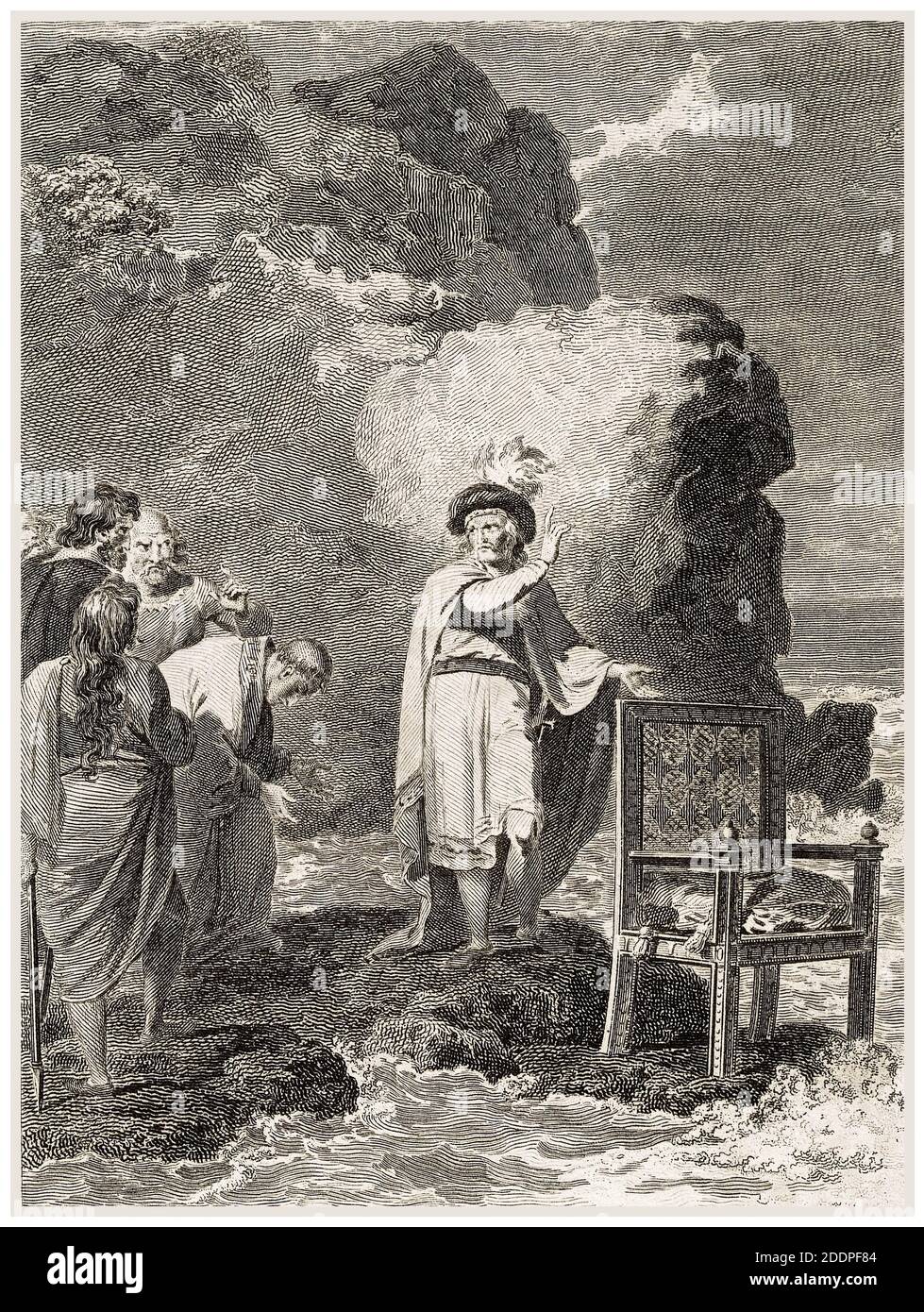 Re Canuto (Cnut il Grande), (d.1035), riprovando il flattery dei suoi cortigiani, incisione di Thomas Milton dopo Robert Smirke, 1810 Foto Stock