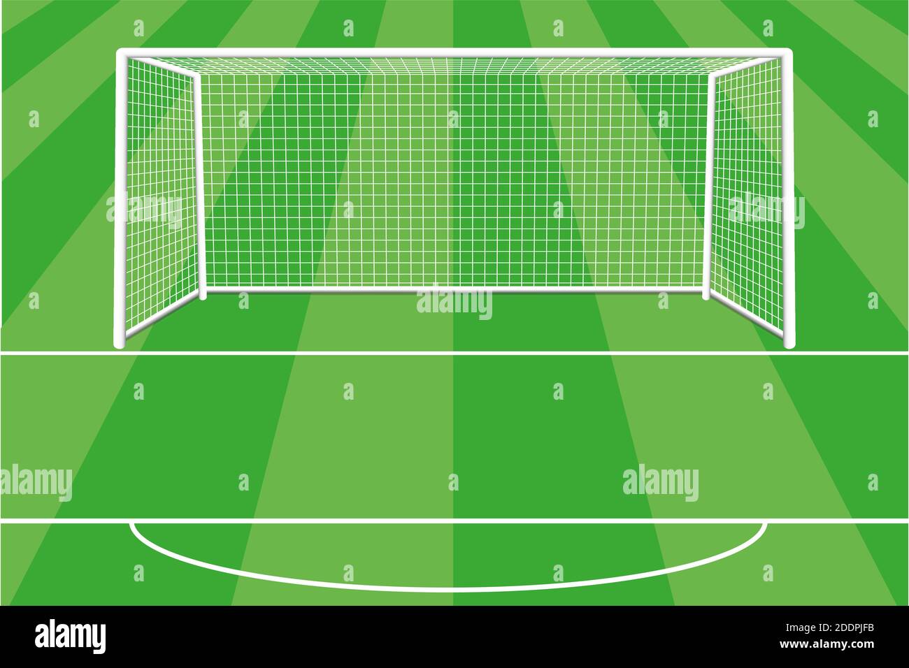 Obiettivo di calcio con ombra, rete e marcatura campo. Cancello per il campo di calcio. Calcio. Situato sul campo da calcio. Illustrazione vettoriale Illustrazione Vettoriale