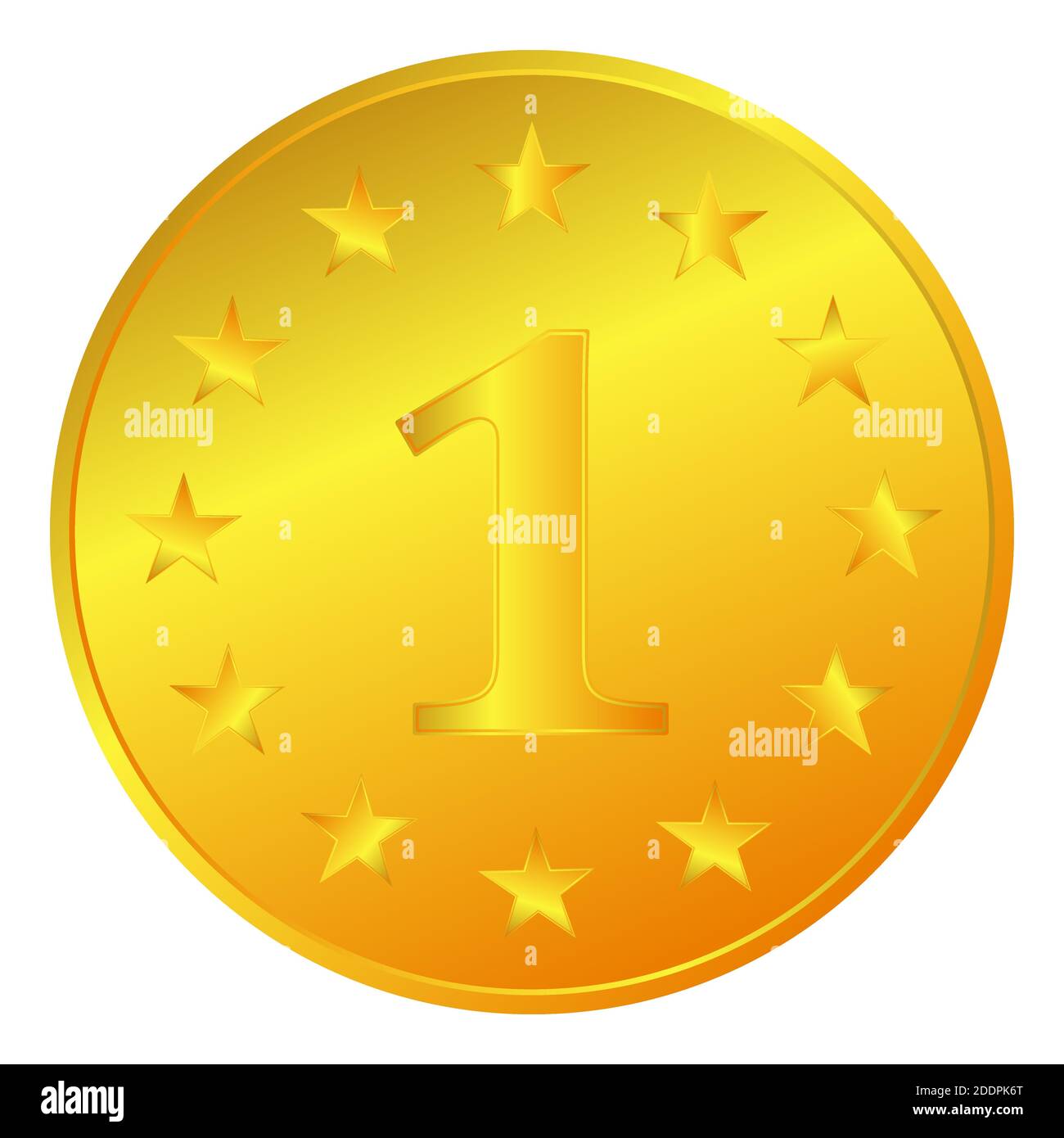 Il segno oro numero uno. Premio 1 medaglia d'oro del designer. Simbolo miglior trofeo, 1° campione di successo, un onore di gare sportive, leadership per achie Illustrazione Vettoriale