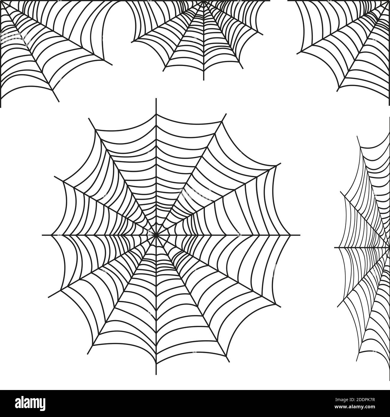 Raccolta web Spider isolata su tono bianco. Spider web per il design di Halloween. Web elemento ragno, spooky, spaventoso, horror per Halloween decorazione. dra manuale Illustrazione Vettoriale