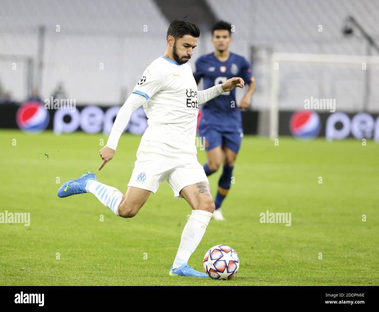 Morgan Sanson di Marsiglia durante la UEFA Champions League, partita di calcio del Gruppo C tra Olympique de Marseille e FC Porto / LM Foto Stock