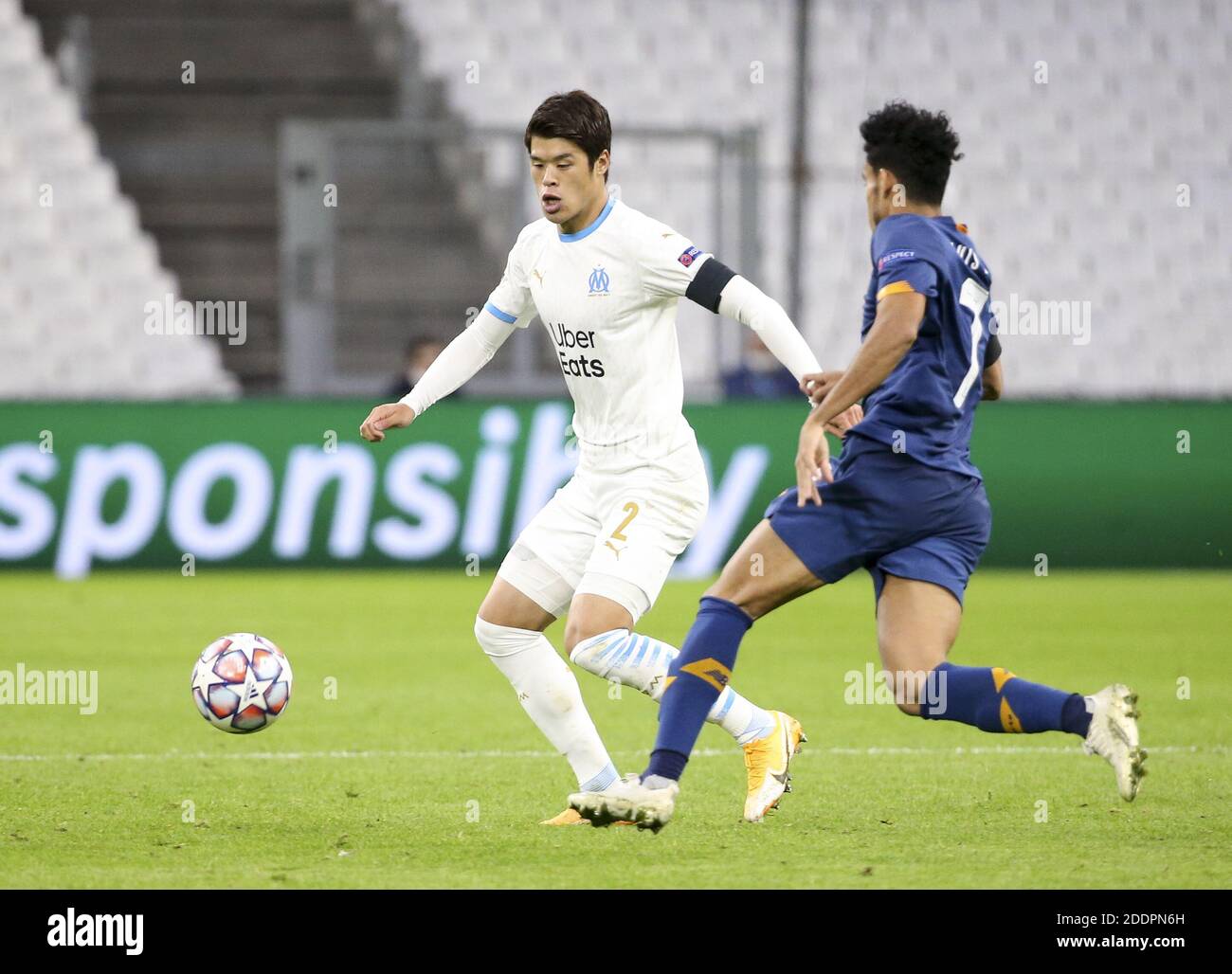 Hiroki Sakai di Marsiglia durante la UEFA Champions League, partita di calcio del Gruppo C tra Olympique de Marseille e FC Porto o / LM Foto Stock