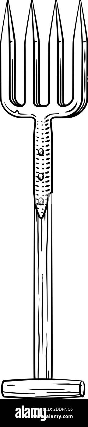 Forchetta da giardino Woodcut stile vintage Illustrazione Vettoriale