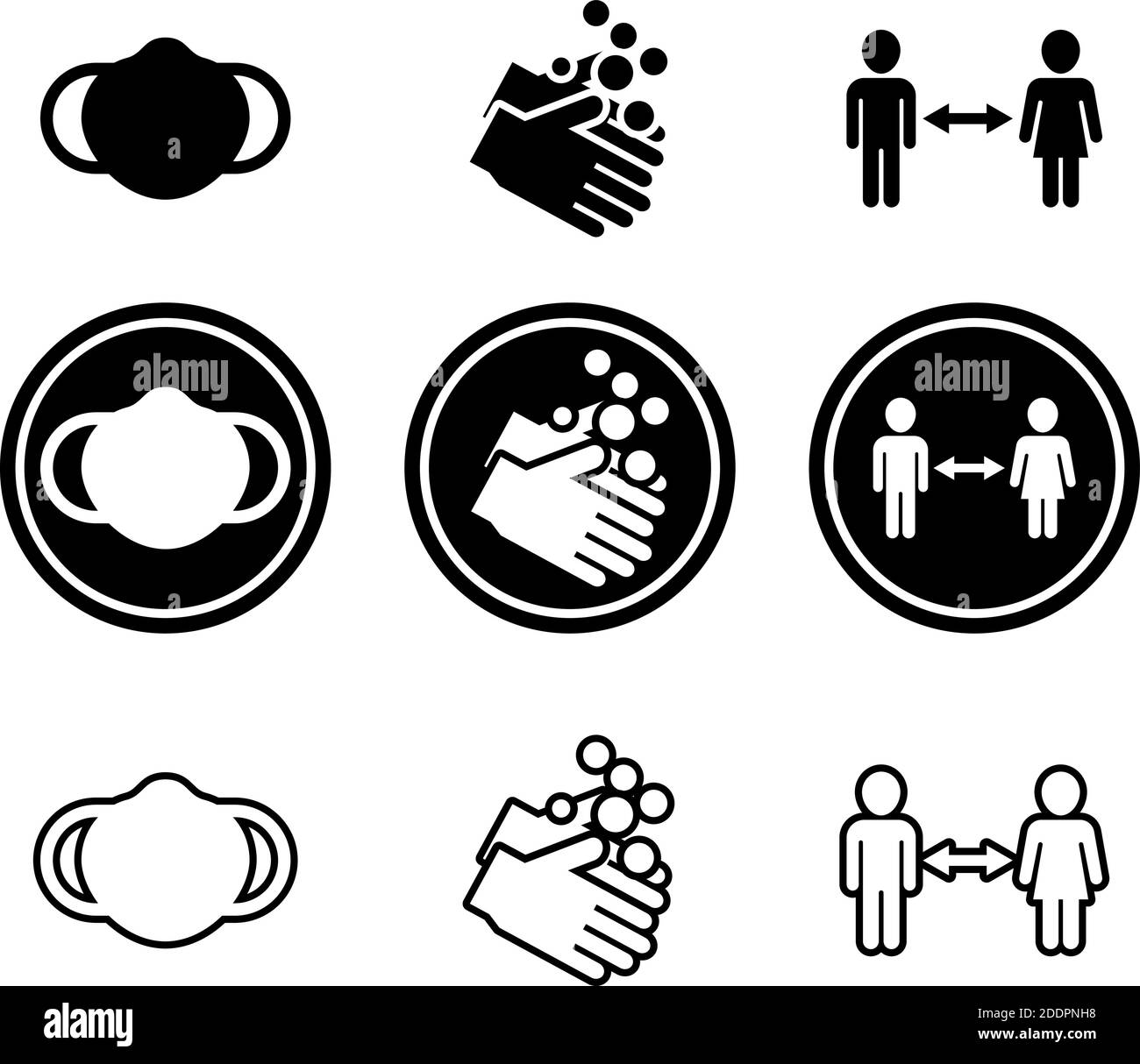 Set di icone della linea guida Covid Illustrazione Vettoriale