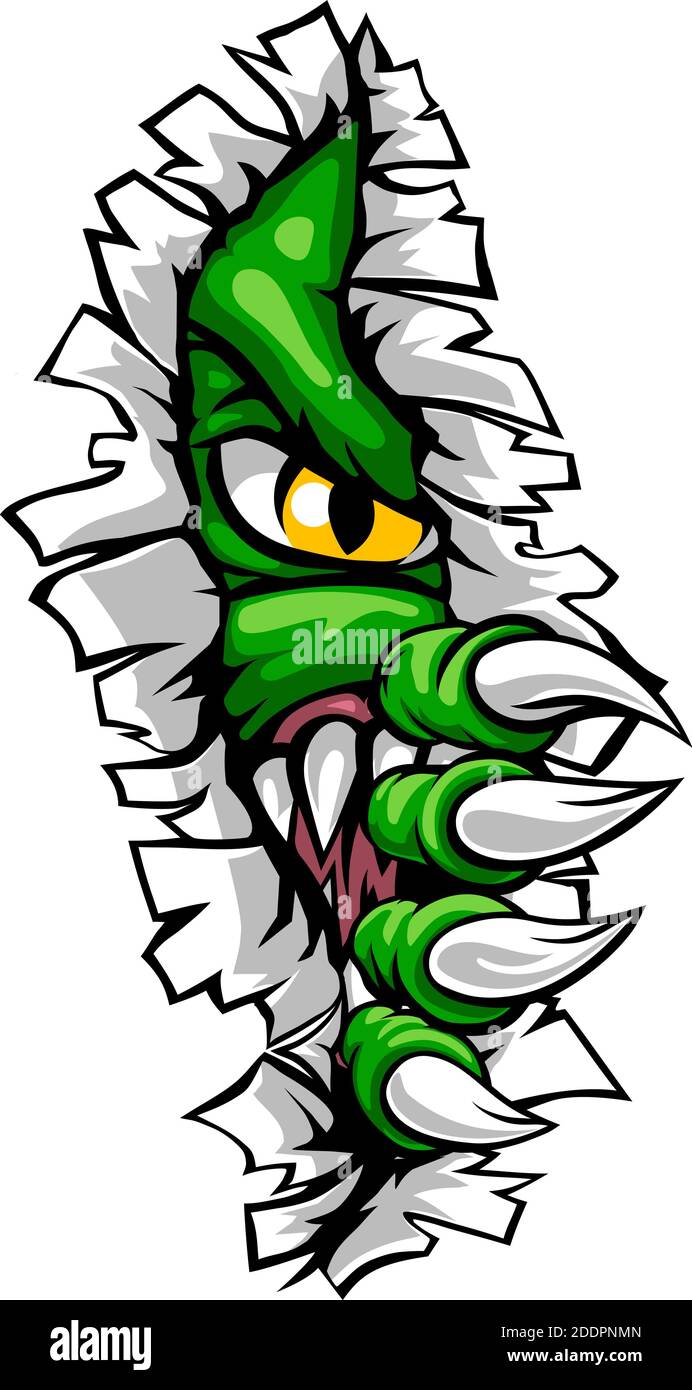 Mostro con Talon Claw che strappare UNA lacuna attraverso Wall Illustrazione Vettoriale