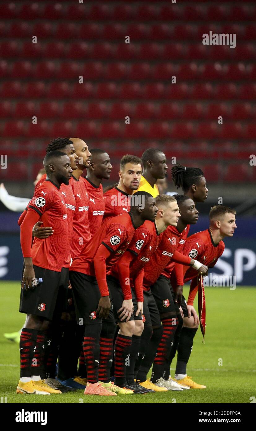 Team Stade Rennais si pone davanti alla UEFA Champions League, partita di calcio del Gruppo e tra Stade Rennais e Chelsea il prossimo novembre / LM Foto Stock