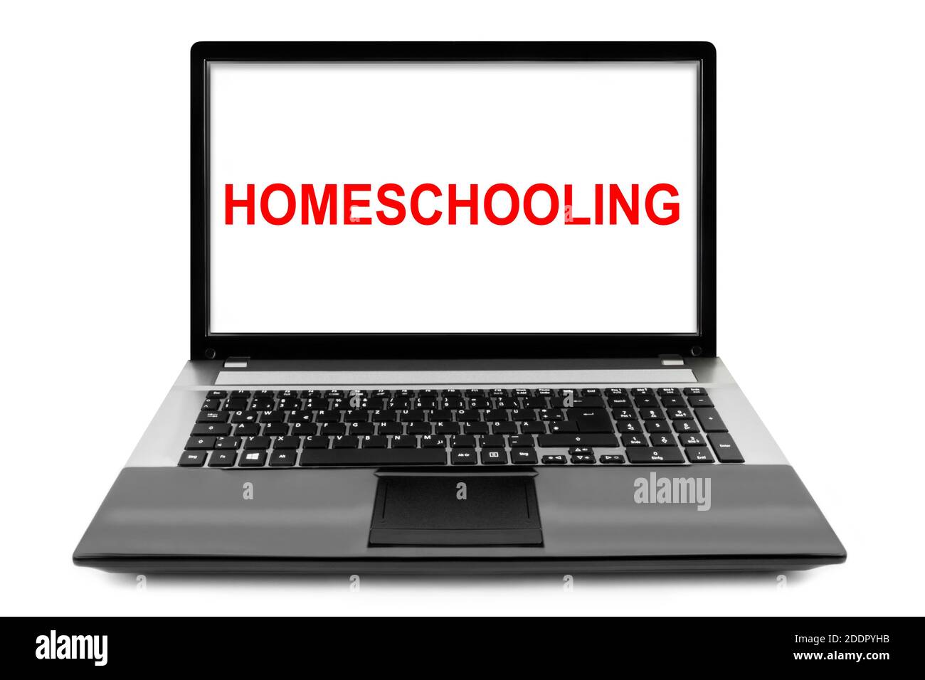 Homeschooling e laptop su sfondo bianco Foto Stock
