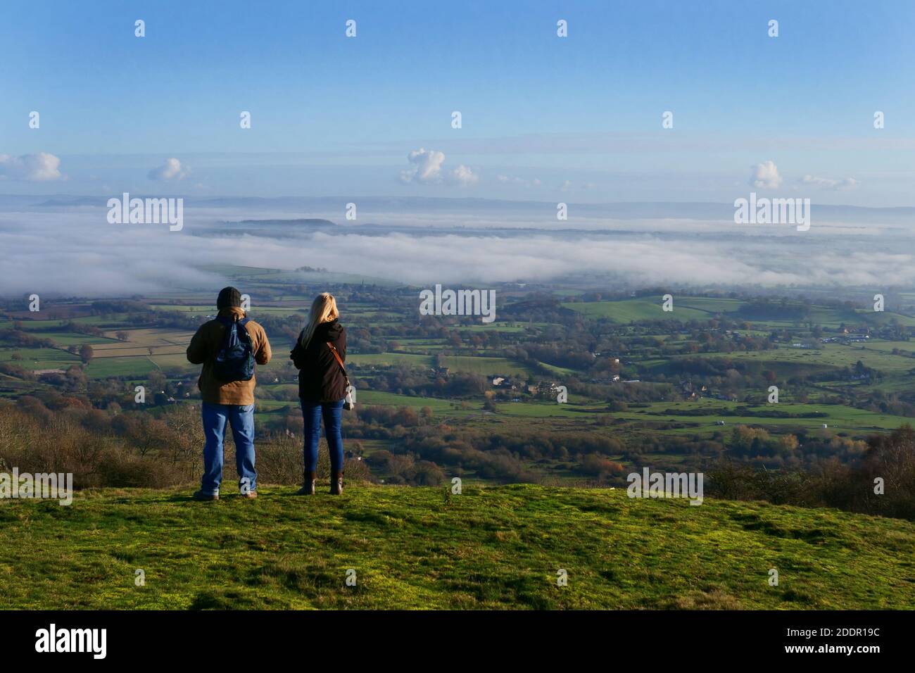 Camminando al British Camp, sulle colline di Malvern, vicino a Ledbury, Herefordshire, Inghilterra, Regno Unito Foto Stock