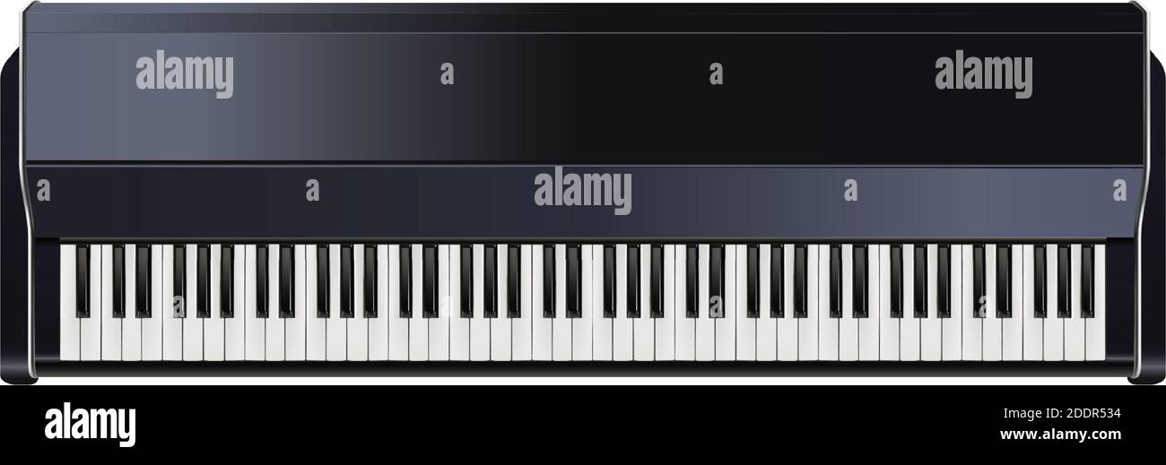 pianoforte vettoriale 3d realistico con tastiera in bianco e nero. Illustrazione Vettoriale