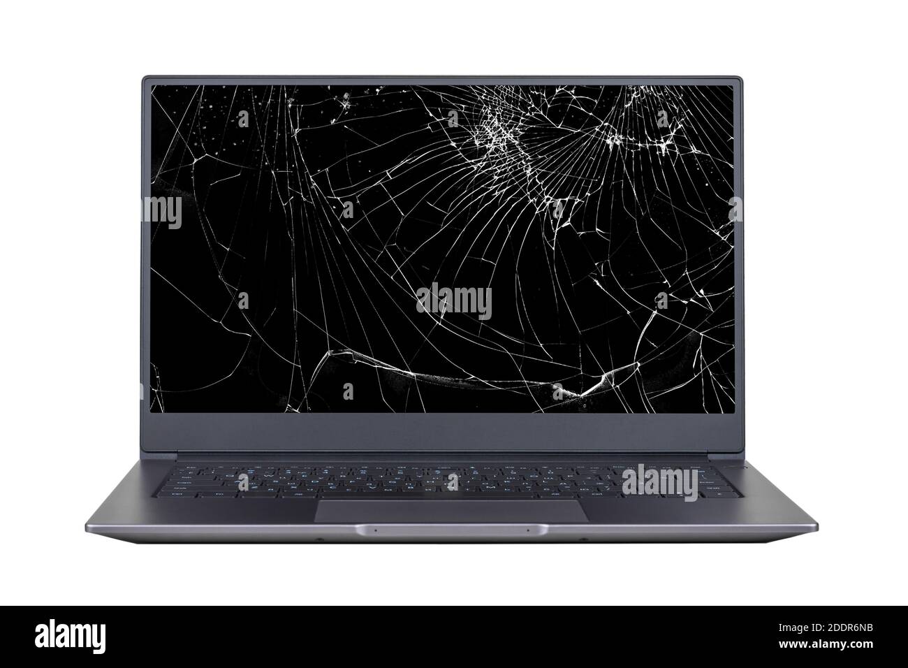 computer portatile con schermo rotto e rotto isolato su sfondo bianco primo  piano vista frontale Foto stock - Alamy