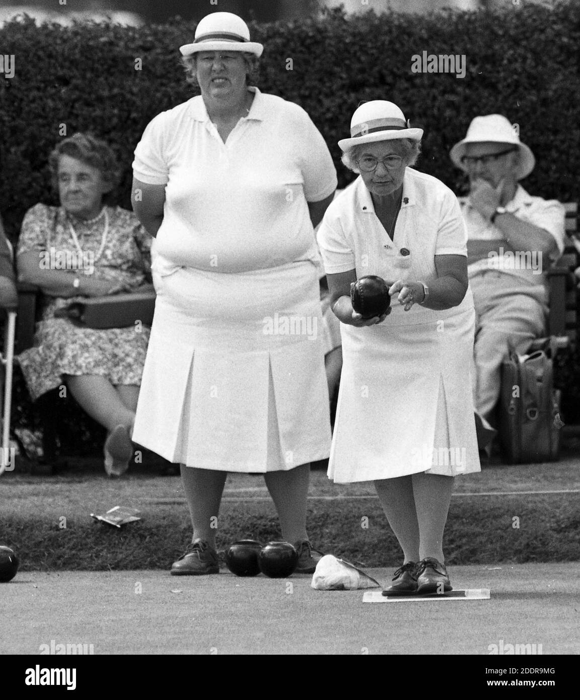 Scene del Ladies Crown Green Bowls Championship a Worthing nel 1989. Foto di Tony Henshaw Foto Stock