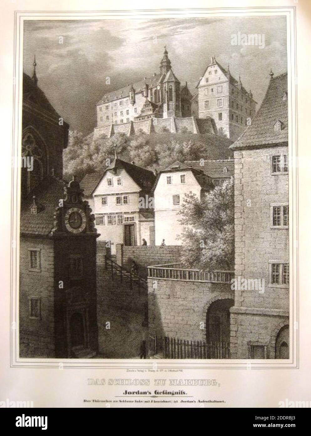 KrammundComp Lithografia Franz Sylvester Jordans Gefaengnis Marburger Schloss ca1840. Foto Stock