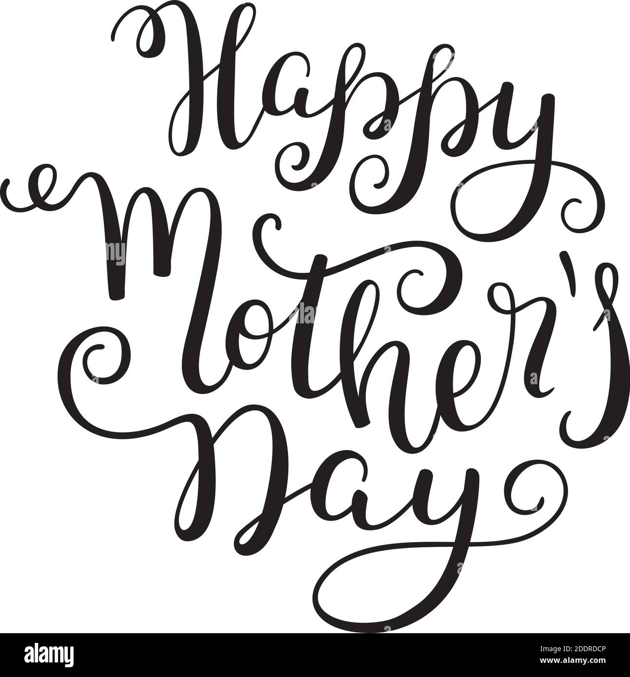 Scritta a mano Happy Mother's Day. Modello biglietto d'auguri, poster. Illustrazione Vettoriale