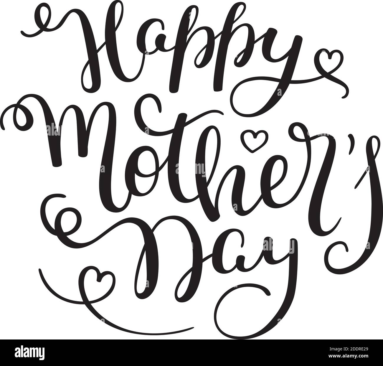 Scritta a mano Happy Mother's Day. Modello biglietto d'auguri, poster. Illustrazione Vettoriale