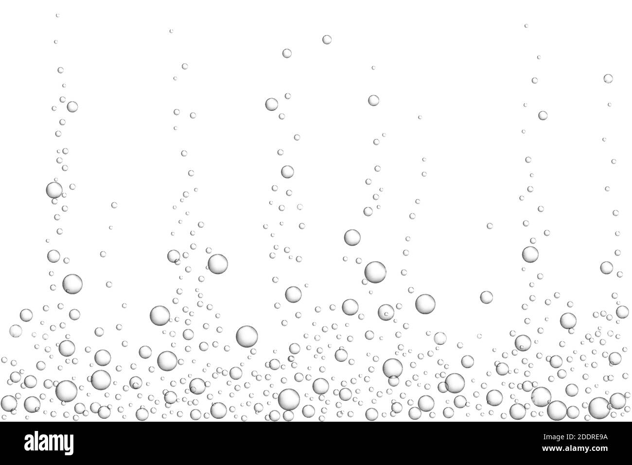 Vettore grigio aria subacquea bolle struttura isolata su sfondo bianco. Bolle ferventi in acquario, champagne o bevanda effervescente. 3d trasparente Illustrazione Vettoriale