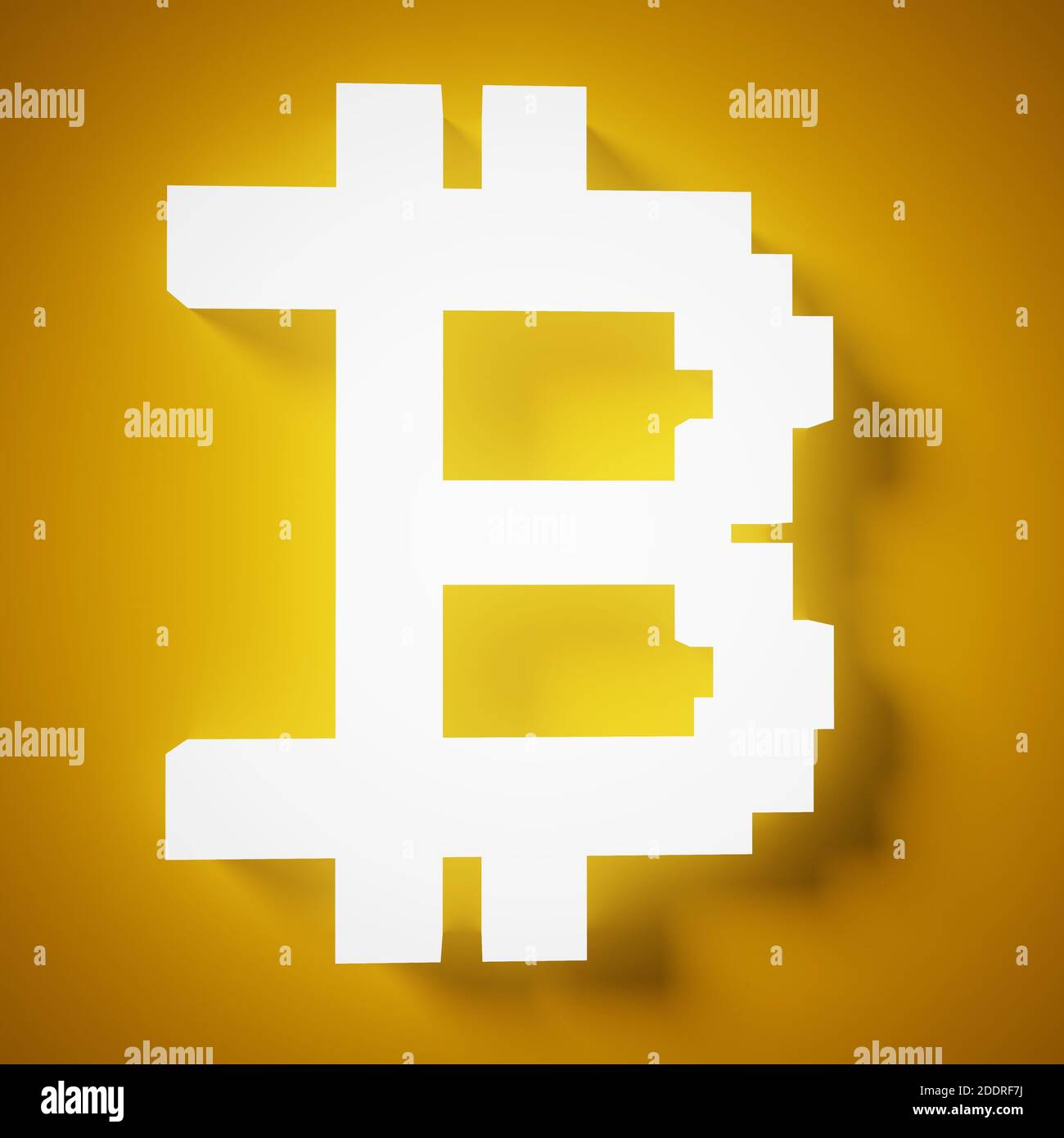 Logo bianco brillante bitcoin criptovalente. rendering 3d Foto Stock