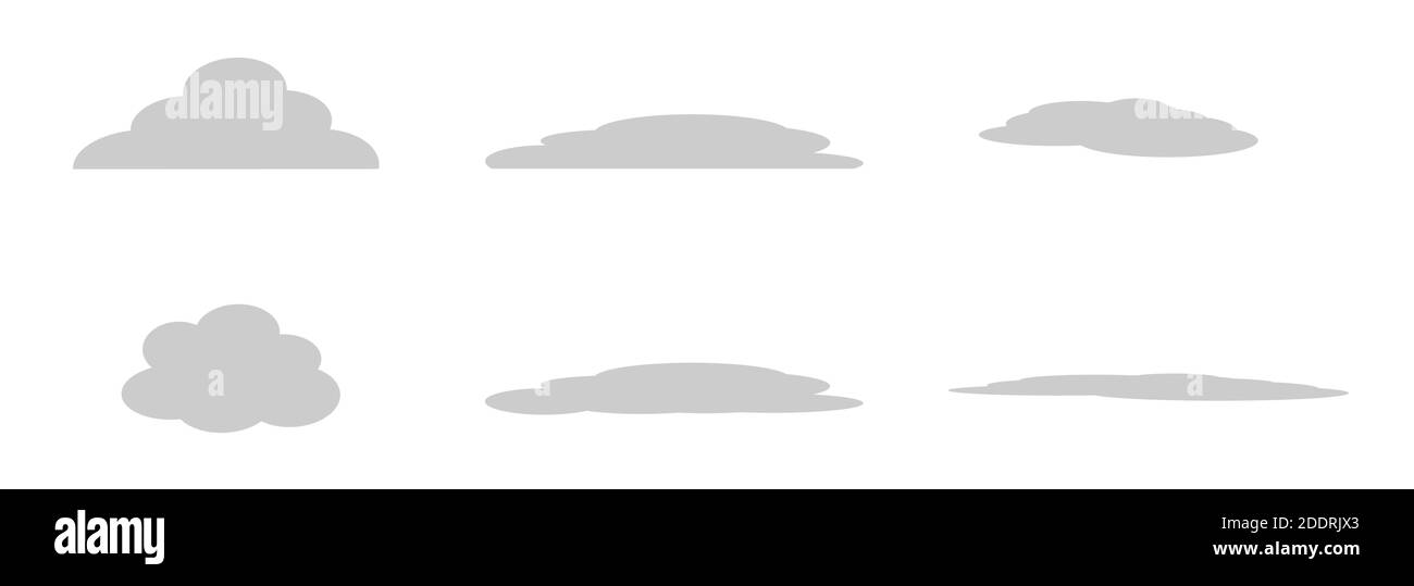 Illustrazione raster di varie nuvole. Nuvole diverse. Spazi vuoti, modelli. Illustrazione Vettoriale