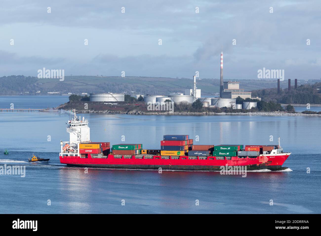 Porto di Cork, Cork, Irlanda. 26 Novembre 2020. La nave Aila lascia il porto di Cork sulla strada per Dunkerque in Francia. Questo nuovo servizio fornisce agli esportatori un collegamento diretto con il continente dall’Irlanda e rimuove qualsiasi timore di incertezze con la Brexit. - credito; David Creedon / Alamy Live News Foto Stock