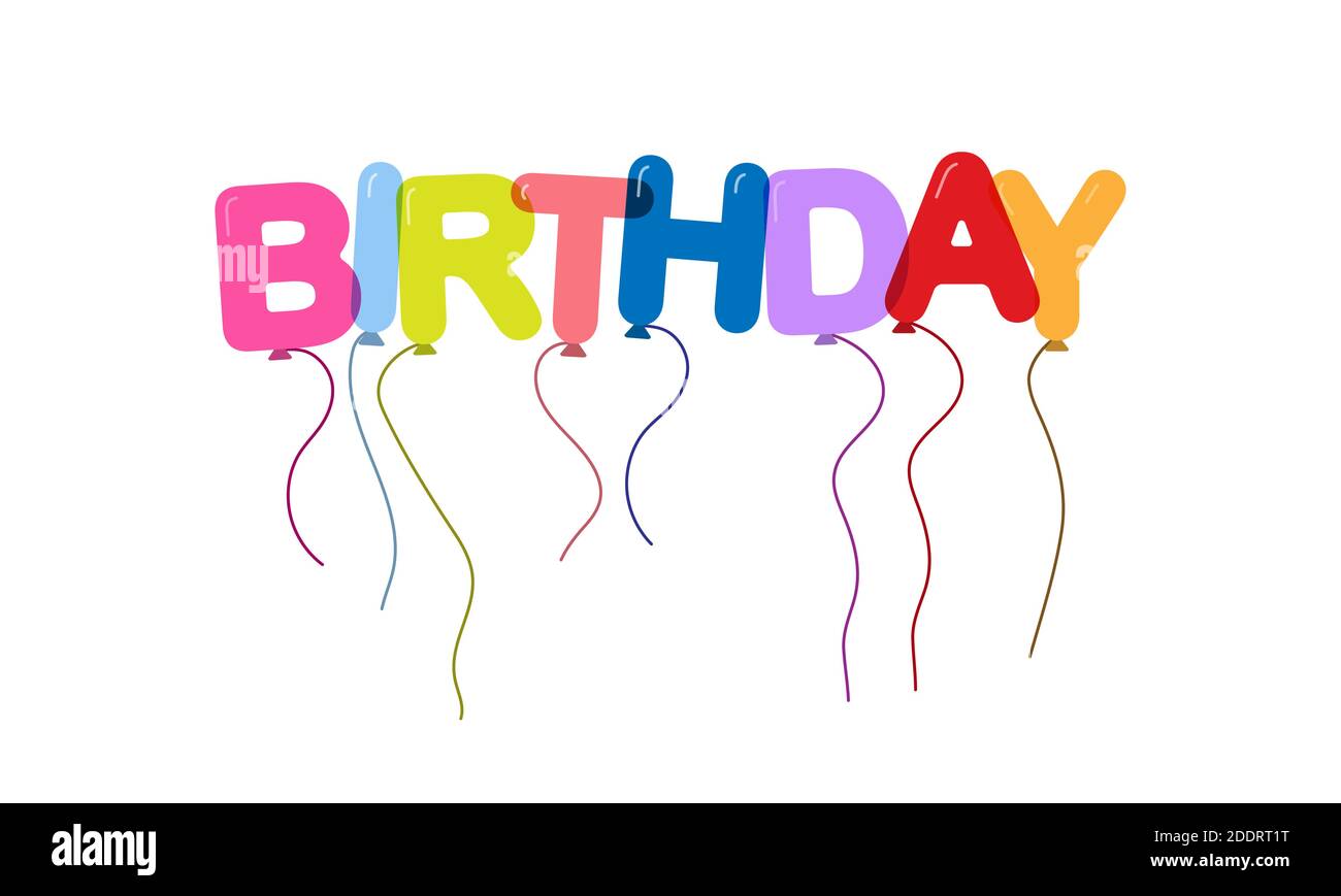 COMPLEANNO. Bollature sotto forma di lettere. Design piatto Illustrazione Vettoriale