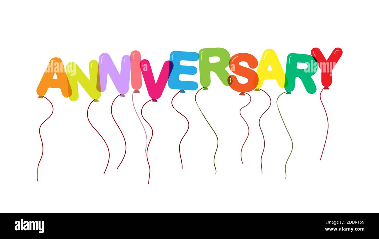 ANNIVERSARIO. Bollature sotto forma di lettere. Design piatto Illustrazione Vettoriale