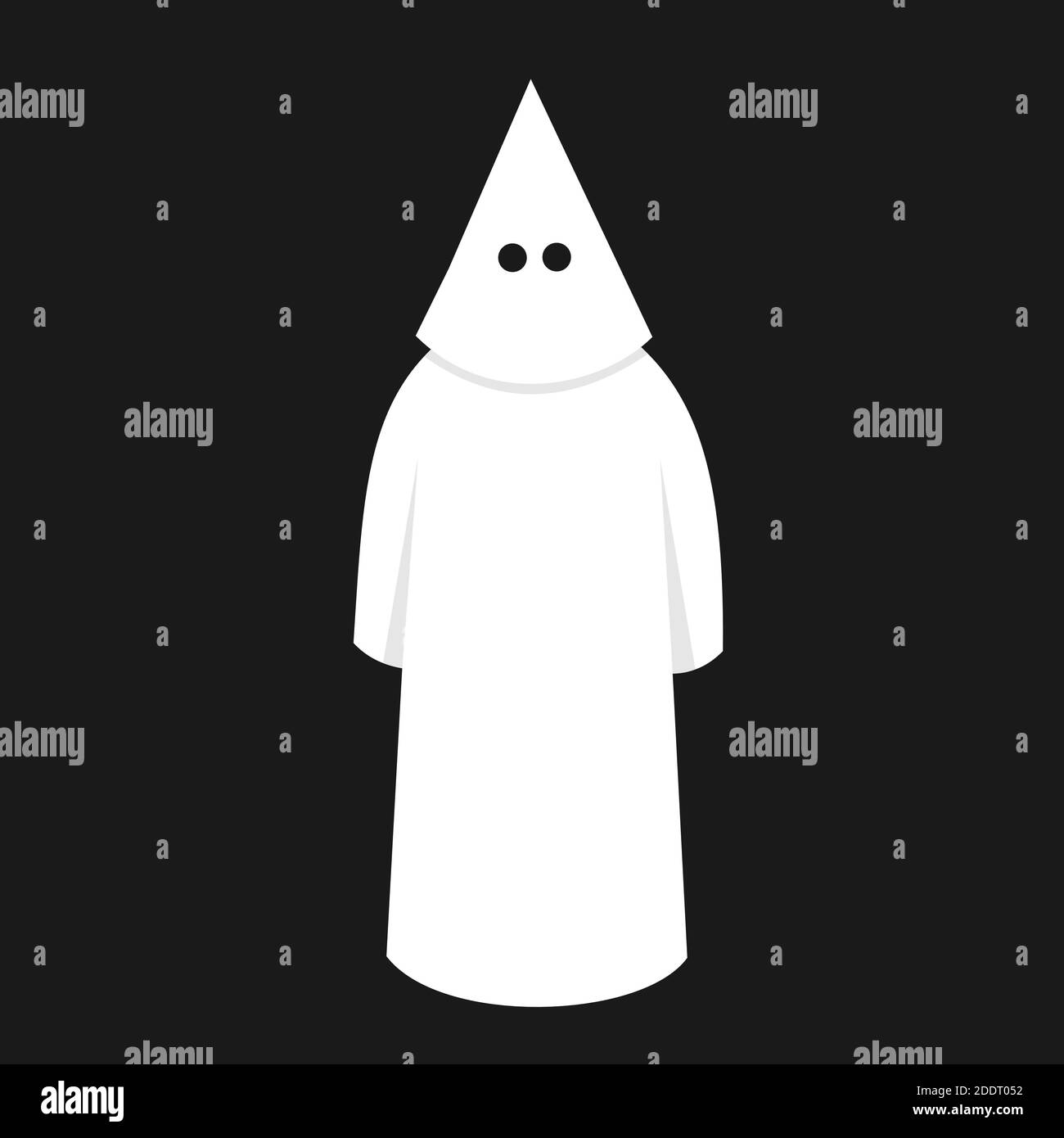 Costume e maschera tipici per i membri del movimento di estrema destra - la persona estremista e razzista è coperta da un foglio bianco Foto Stock