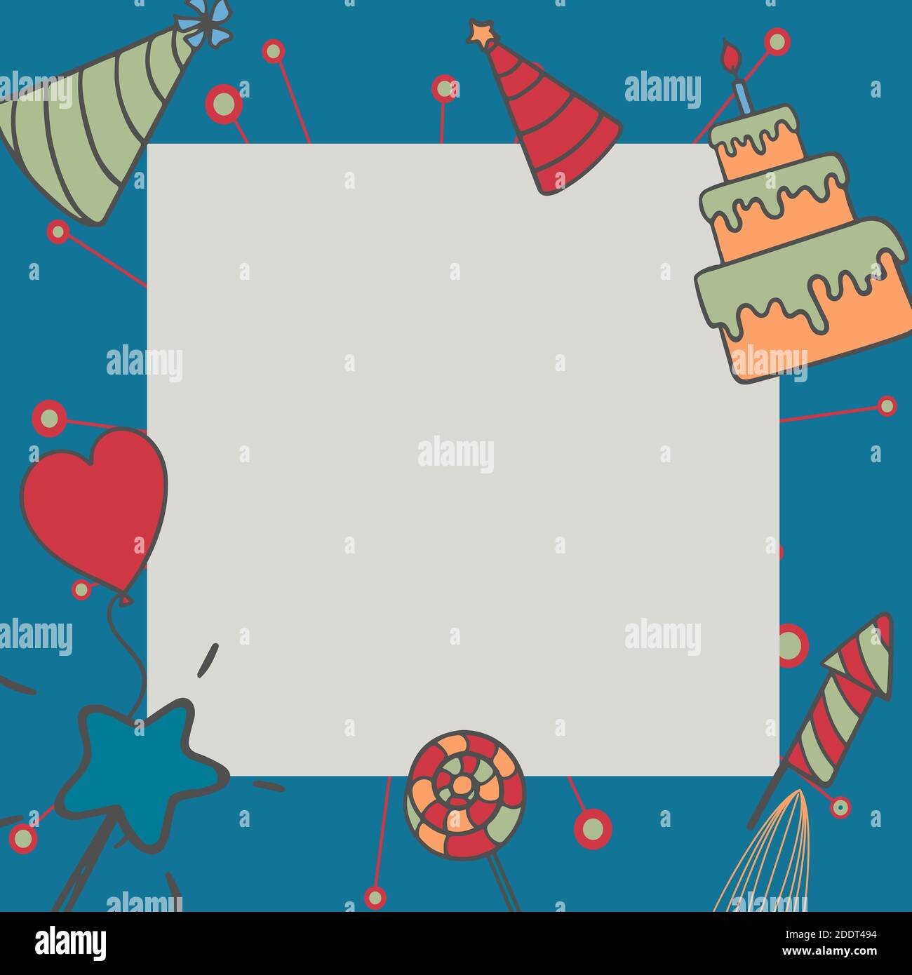 scatole regalo compleanno felice in illustrazione vettoriale quadrata Illustrazione Vettoriale