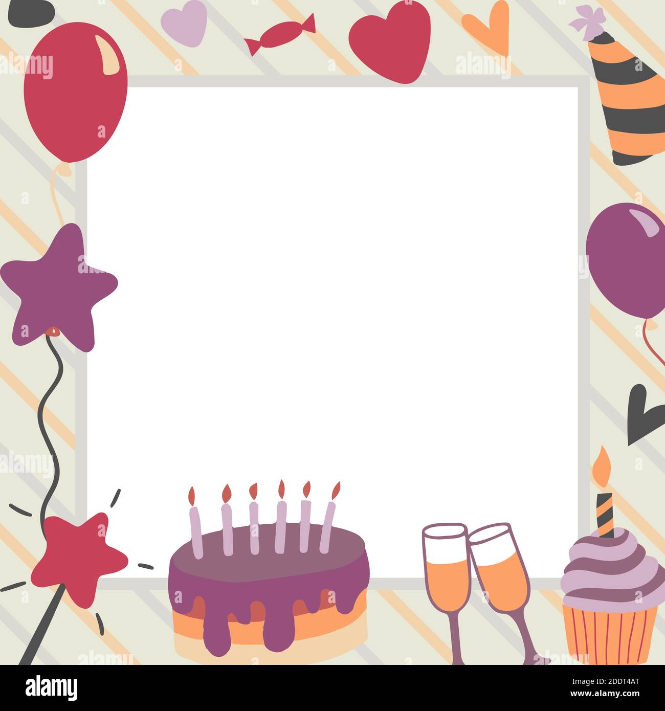 buon compleanno in illustrazione vettoriale quadrata Illustrazione Vettoriale