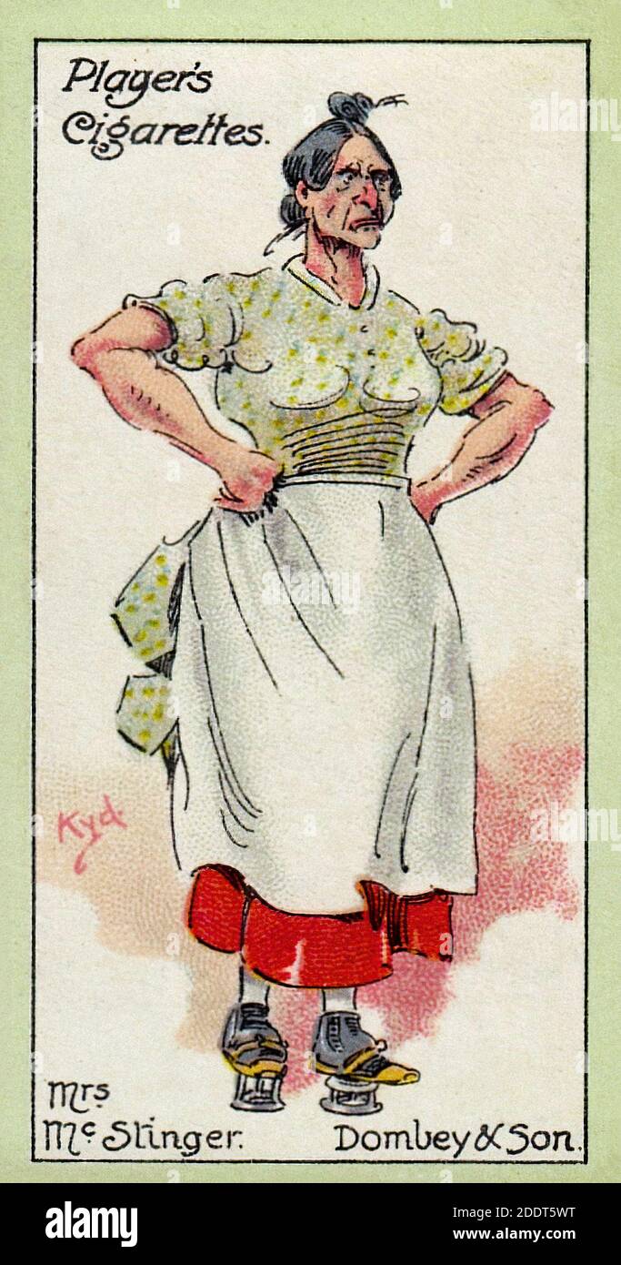 Carte di sigarette antiche. Giocatori sigarette (serie di caratteri da Dickens ). McStinger, Dombey e Son. Inghilterra. Opera di 'Kyd' (Joseph Clayt Foto Stock