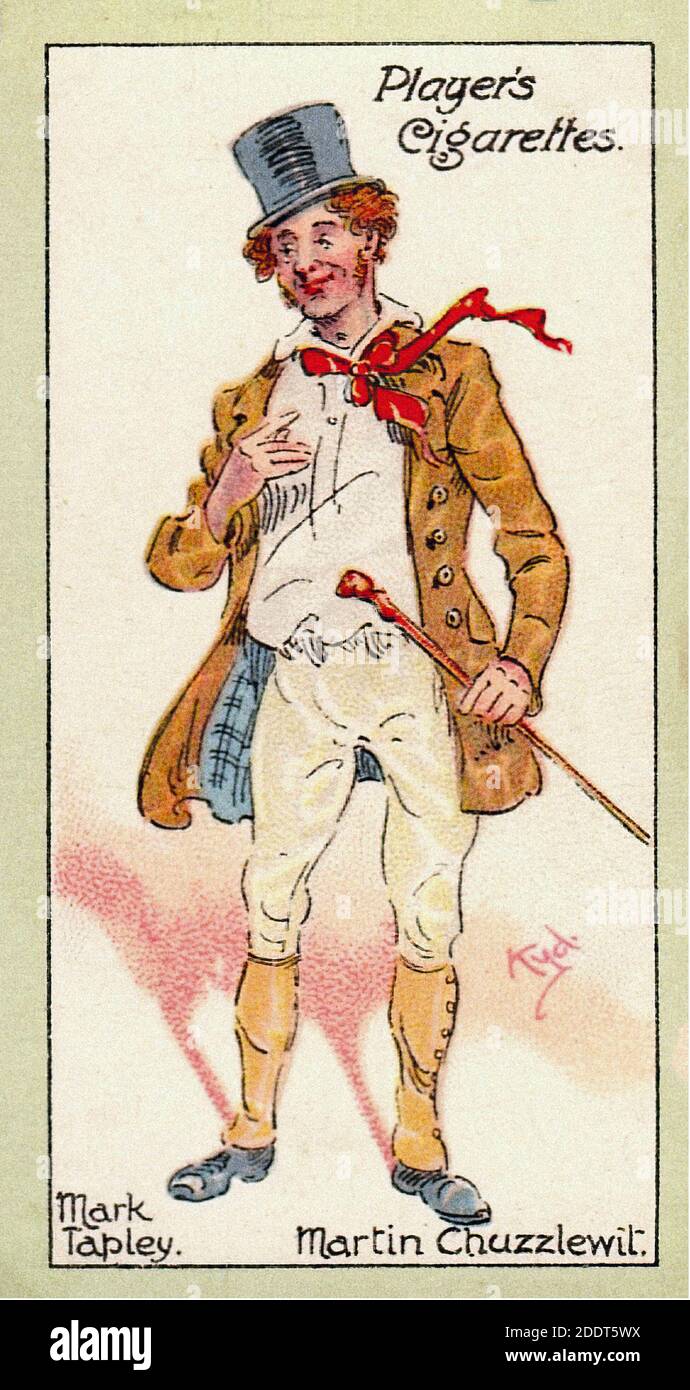Carte di sigarette antiche. Giocatori sigarette (serie di caratteri da Dickens ). Mark Tapley, Martin Chuzzlewit. Inghilterra. Opera di 'Kyd' (Joseph Clay Foto Stock