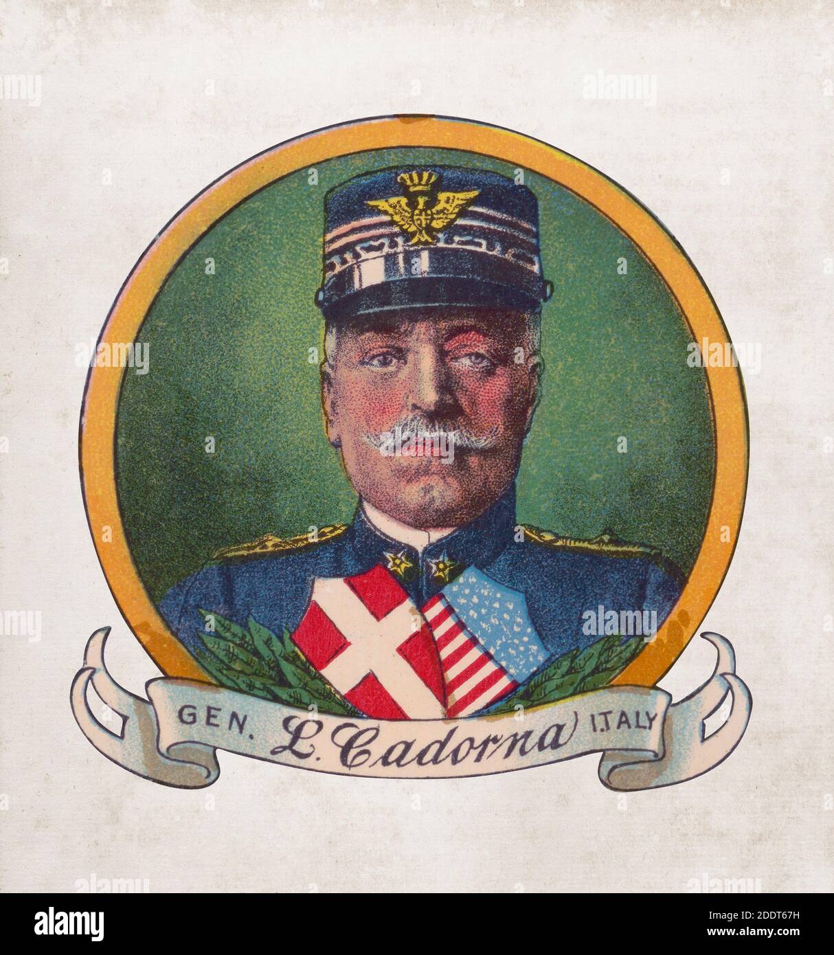 Ritratto a colori retrò del generale italiano Luigi Cadorna. Luigi Cadorna, OSML, OCI (1850 – 1928), è stato un generale e maresciallo italiano Foto Stock