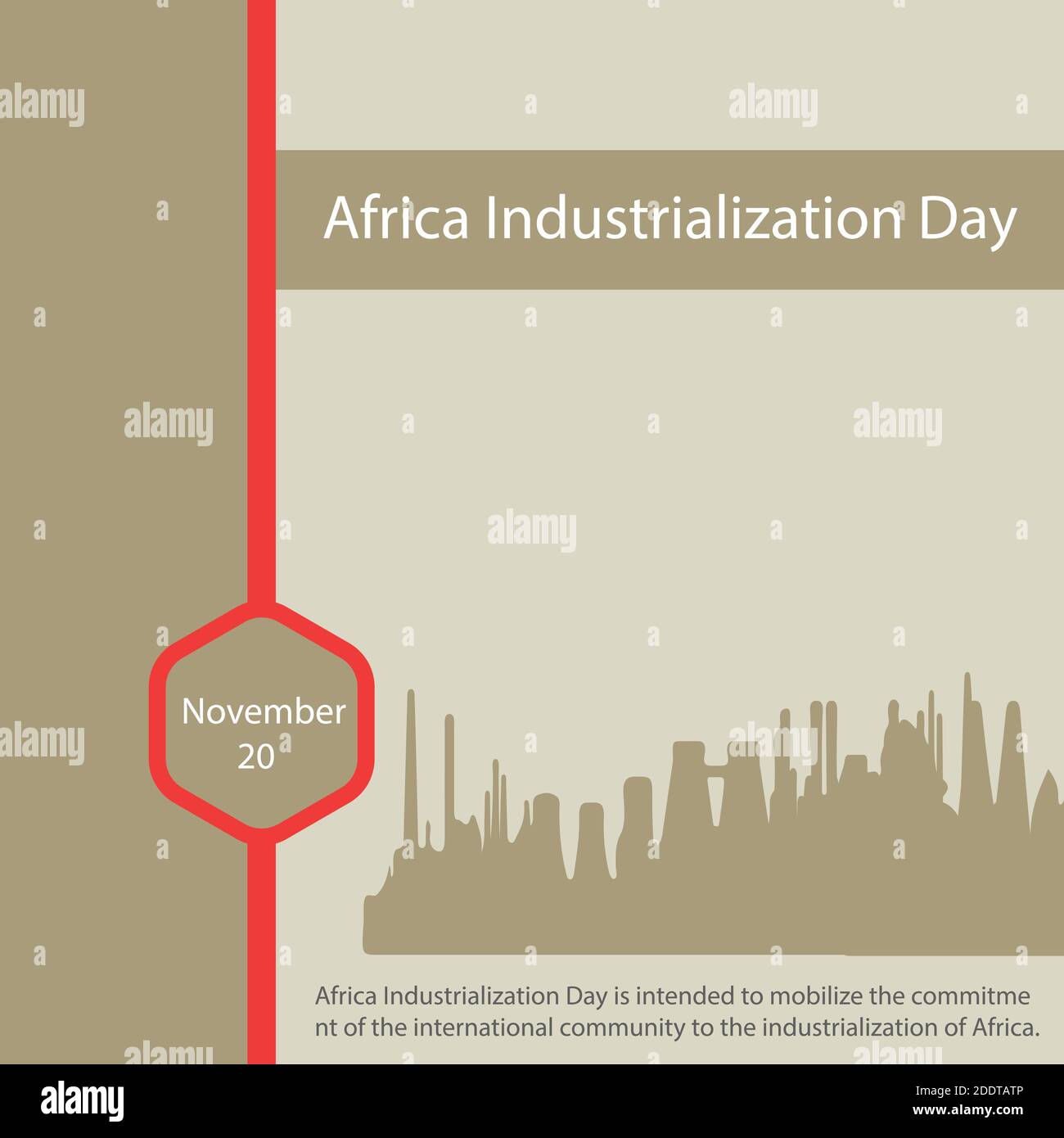 La Giornata dell'industrializzazione dell'Africa intende mobilitare l'impegno della comunità internazionale per l'industrializzazione dell'Africa. Illustrazione Vettoriale