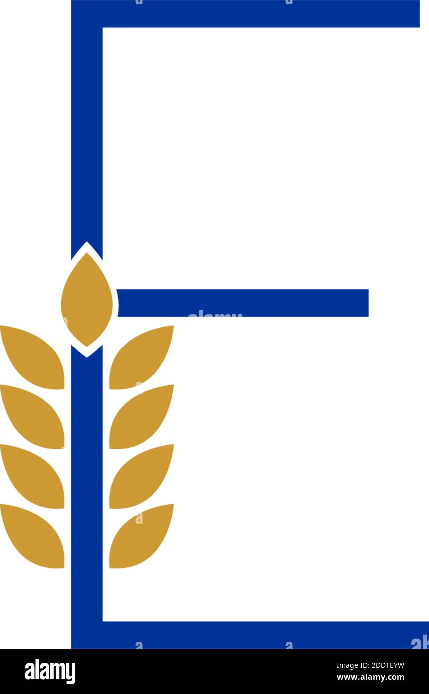 Lettera e combinata con l'illustrazione del logo con l'icona del grano Illustrazione Vettoriale