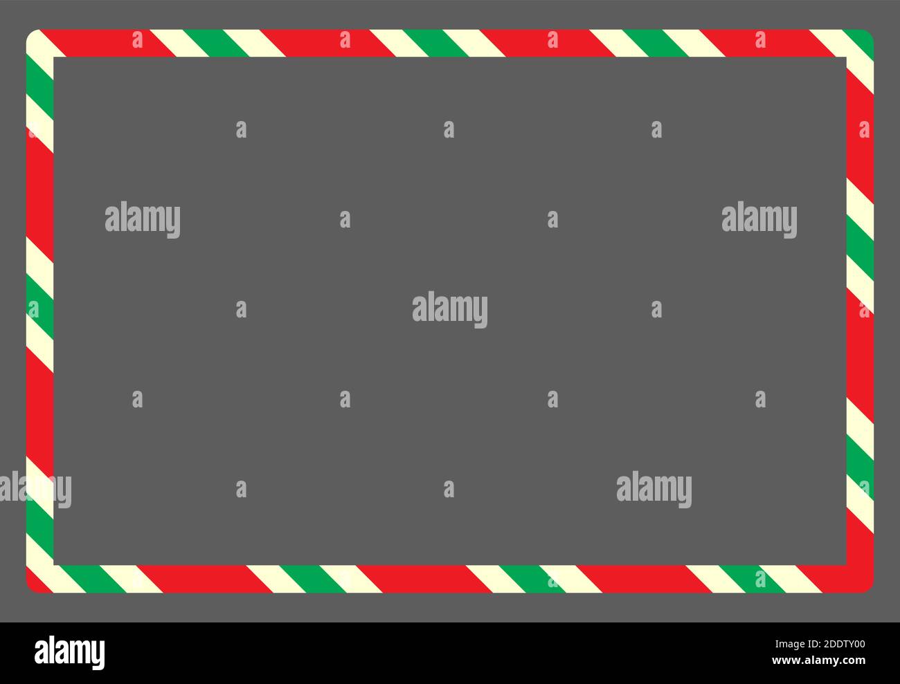 Cornice di Natale con spazio per la copia. Bordo a strisce per il design xmas. Candy canna di fondo con spazio vuoto. Banner rettangolare o sfondo per cartoline di natale Illustrazione Vettoriale