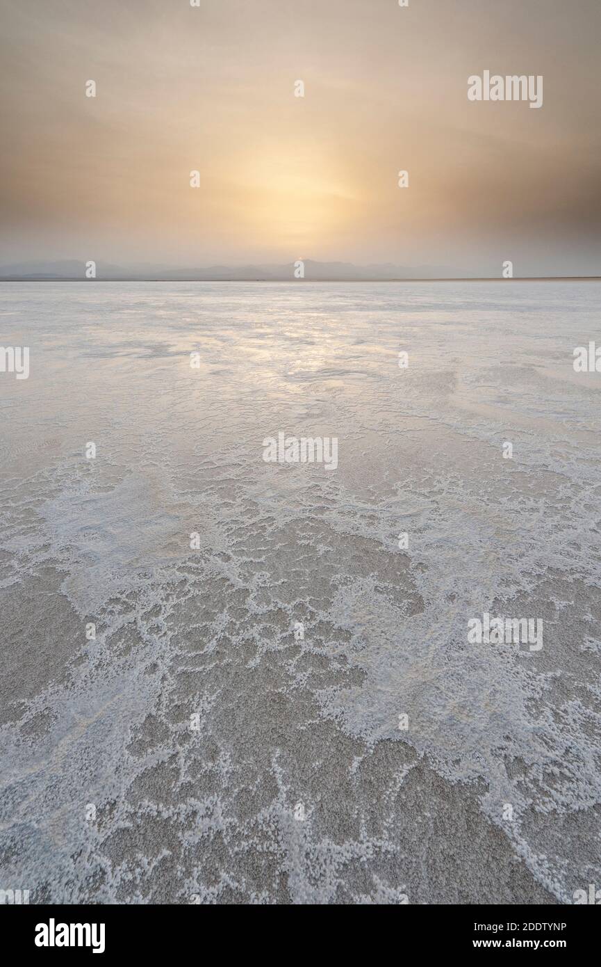 Lago Karum o lago di Asale hyper saline lago in La depressione del Danakil nella regione Afar dell'Etiopia settentrionale Foto Stock