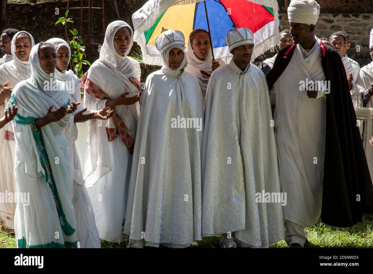 Etiope ortodossa Tewaheddo Chiesa celebrazioni di nozze in Etiopia del Nord Foto Stock