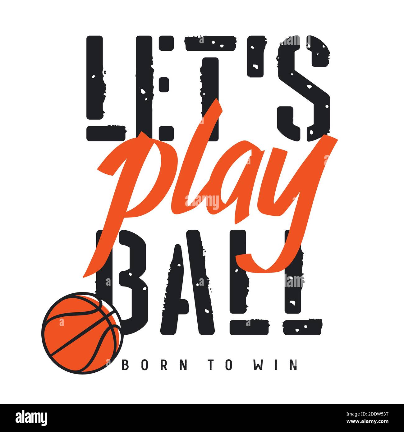 Illustrazione vettoriale sul tema del basket per il design della t-shirt. Grafica Tee Shirt. Poster motivazionale Illustrazione Vettoriale